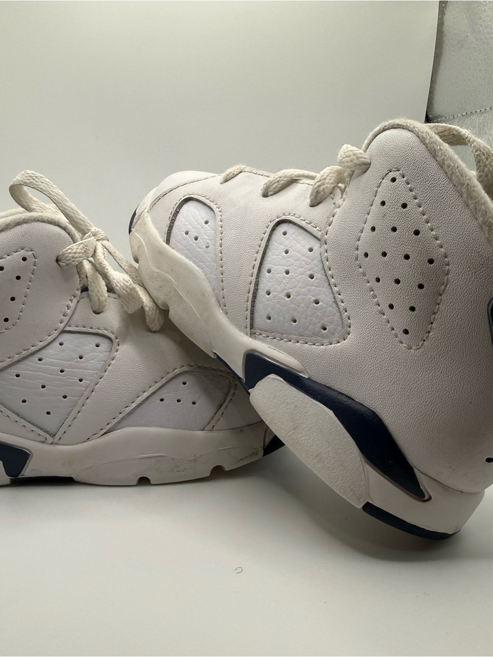 Jordan Kids White Sneakers with Navy Accents